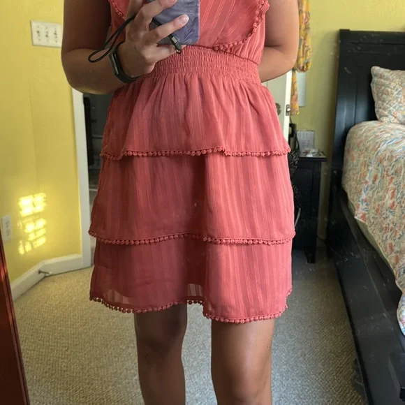 Juniper Blue V-neck Sleeveless Ruffle Dress - Picture 2 of 8